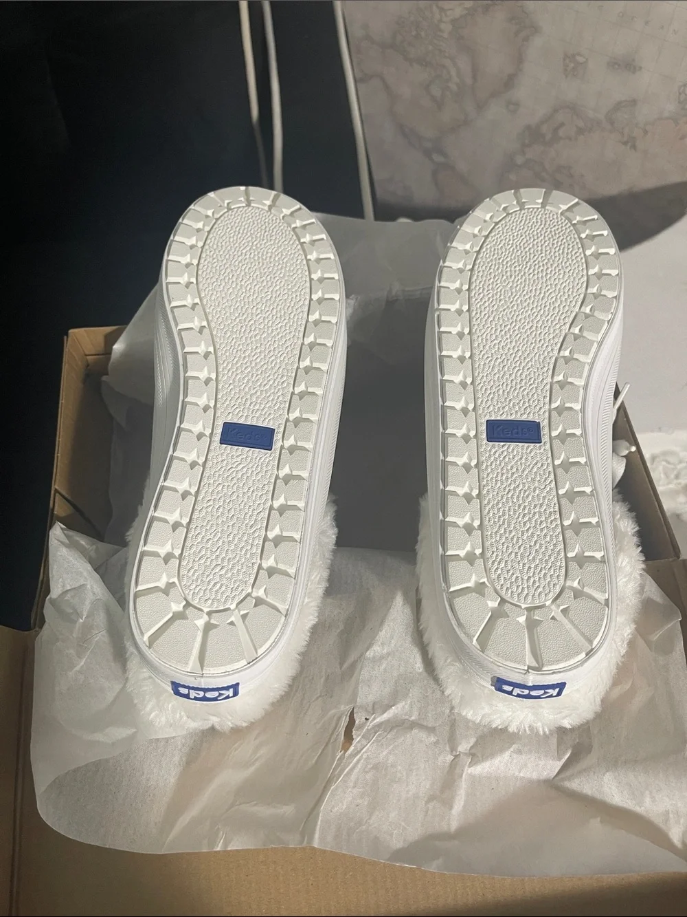 Keds Women's White Faux-Fur Lined Lace-Up Sneakers